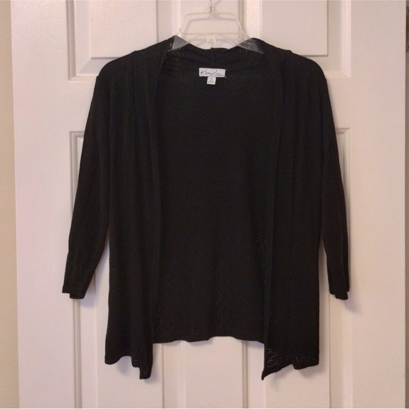 Kim Rogers Vintage Black Boho Cutouts Open Front Cardigan:SP - Picture 2 of 9